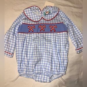 Christmas candy cane smocked bubble